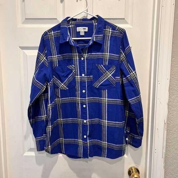Old Navy Classic Fit Blue Plaid Cotton Button Down Shirt Womens's‎ Size XL - Picture 1 of 7